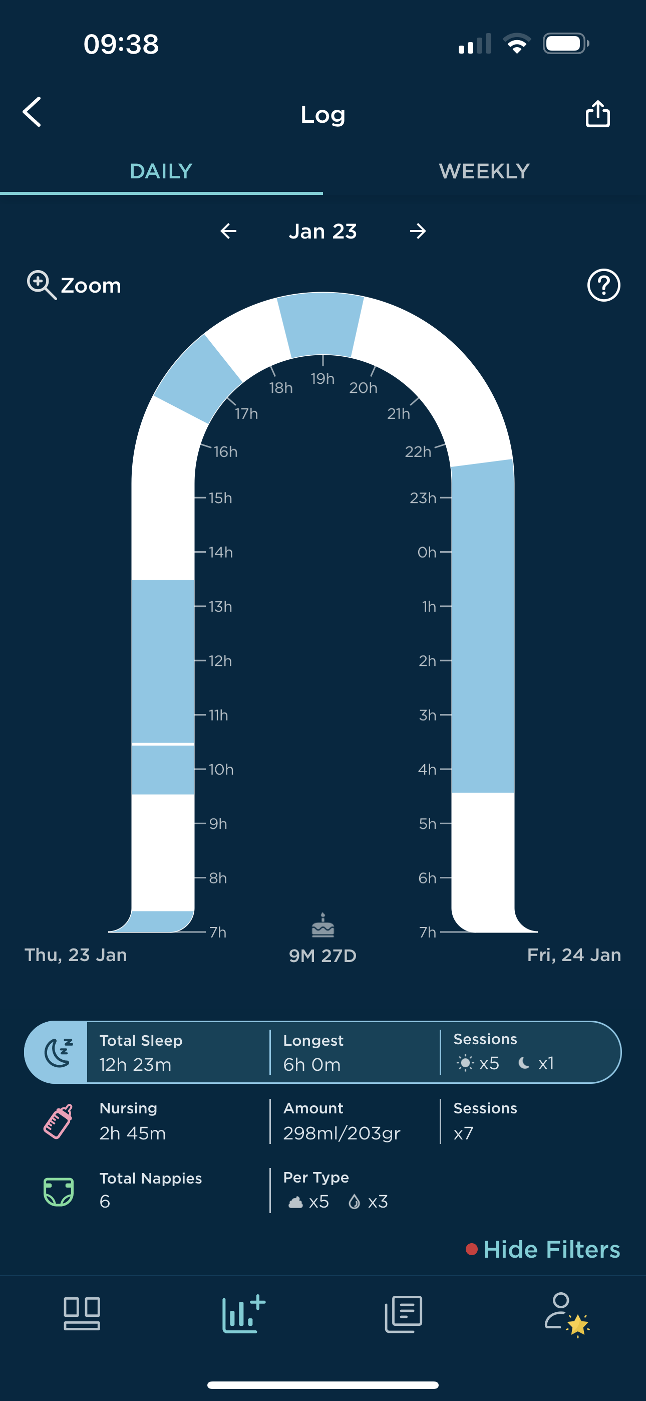 How can I see more details on my Sleep Log? Sleep Log Zoom .PNG