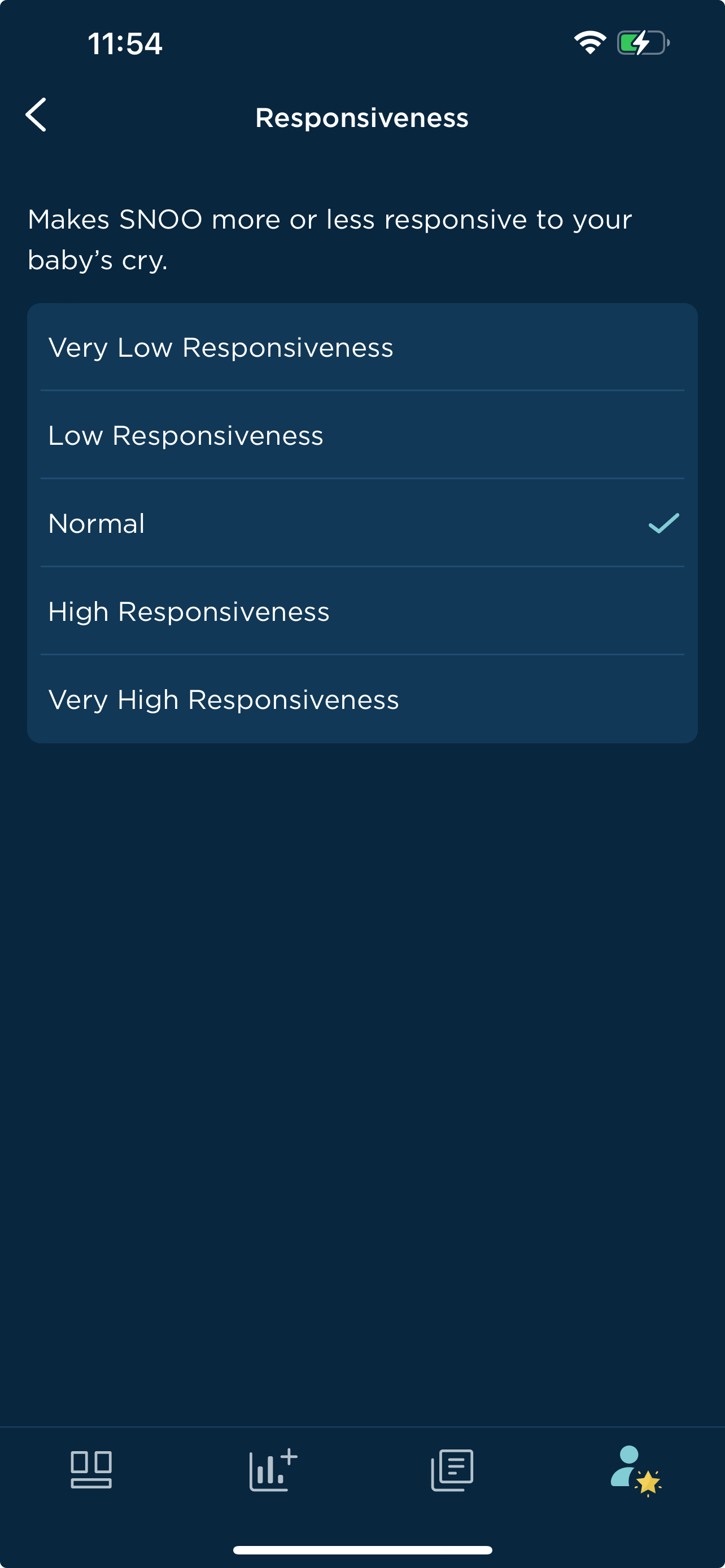 SNOO is too sensitive or not sensitive enough to my baby's cries. Is there a setting in the App that can help? Responsiveness.jpeg